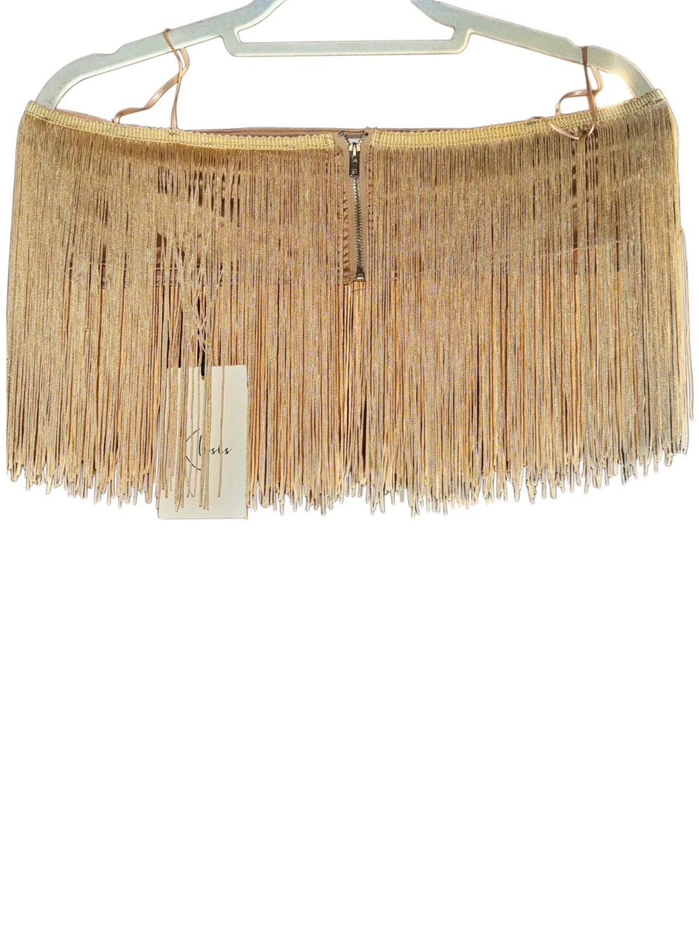 NWT - Klesis Gold Metallic Fringe Festival Strapless Top - Dolls Kill